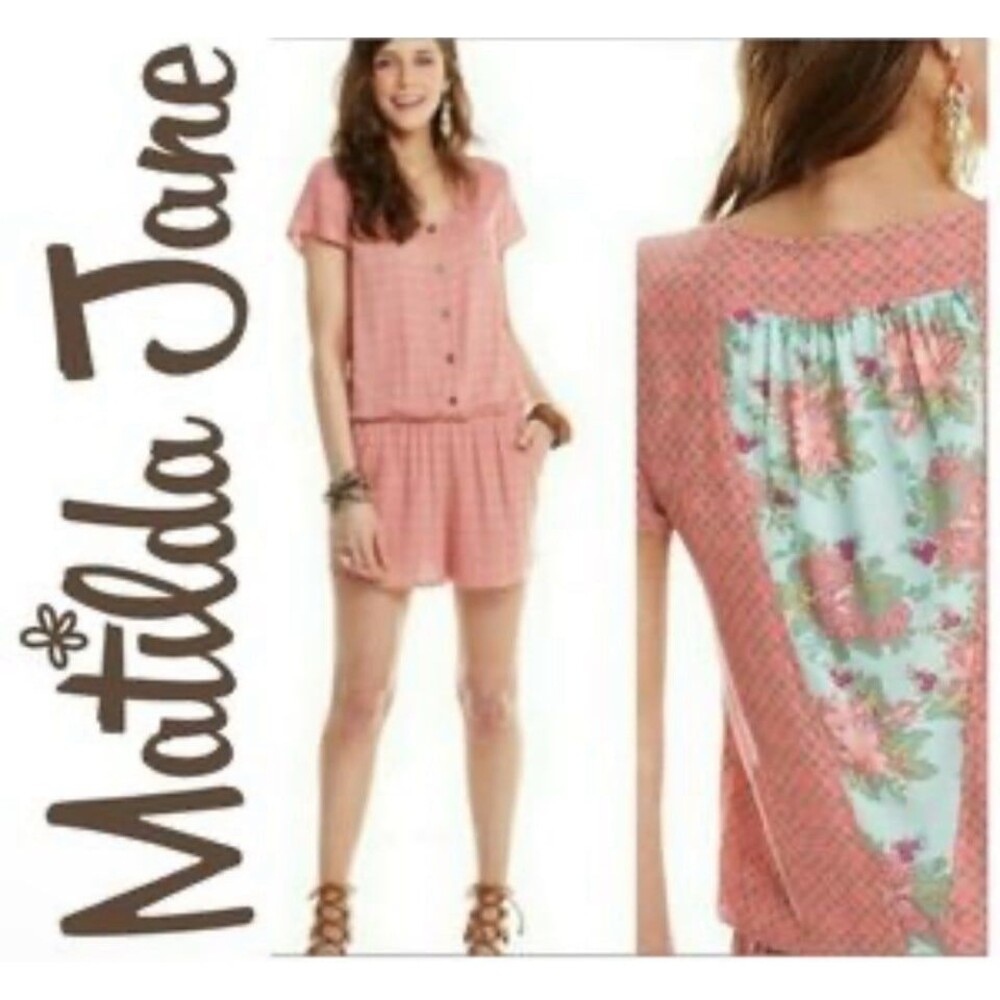 Matilda jane romper jumper Soltice floral print button front women’s small boho